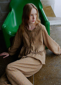 Vintage Brown Polka Dot Cotton Loungewear Set