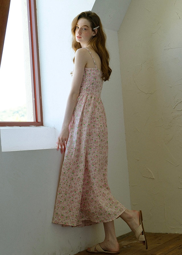 Rosée du Matin Dress | Soft Pink Floral Summer Slip Dress
