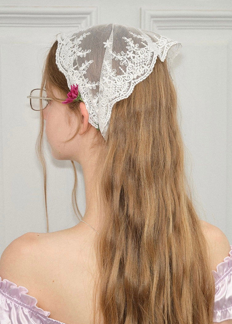 Laceveil Hair Scarf Vintage Floral Embroidered Headpiece