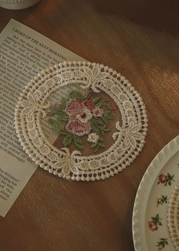 Vintage Lace Floral Tea Coaster|Romantic Table Decor