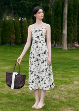 Moonlight Petal Slip Dress | Black and White Floral Dress for Summer