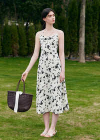 Moonlight Petal Slip Dress | Black and White Floral Dress for Summer