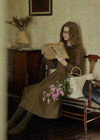 Olive Library Layered Check Dress