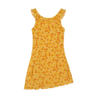 Golden Meadow Floral Ribbon Mini Dress
