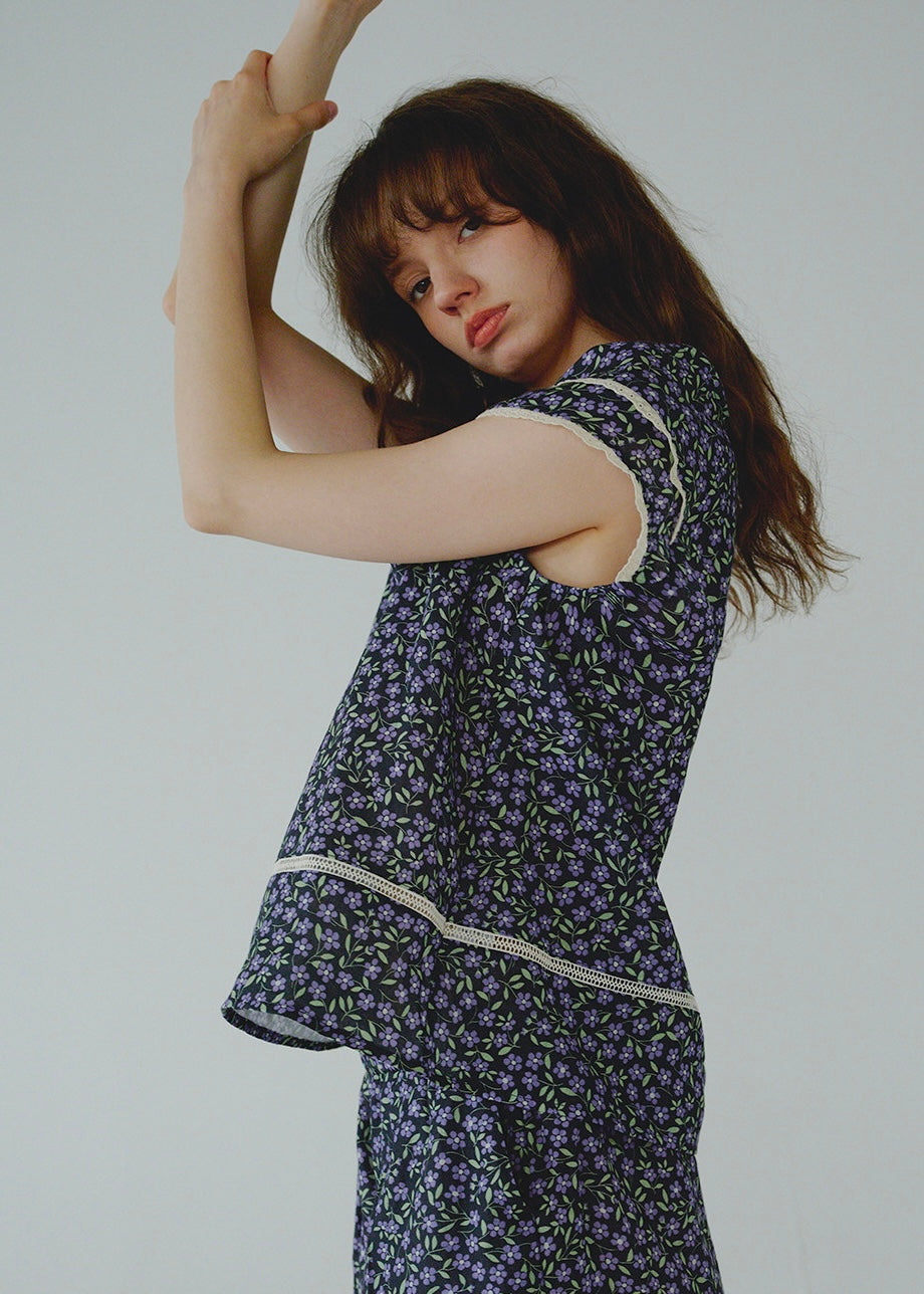 Violet Meadow Double Gauze Cotton Summer Loungewear