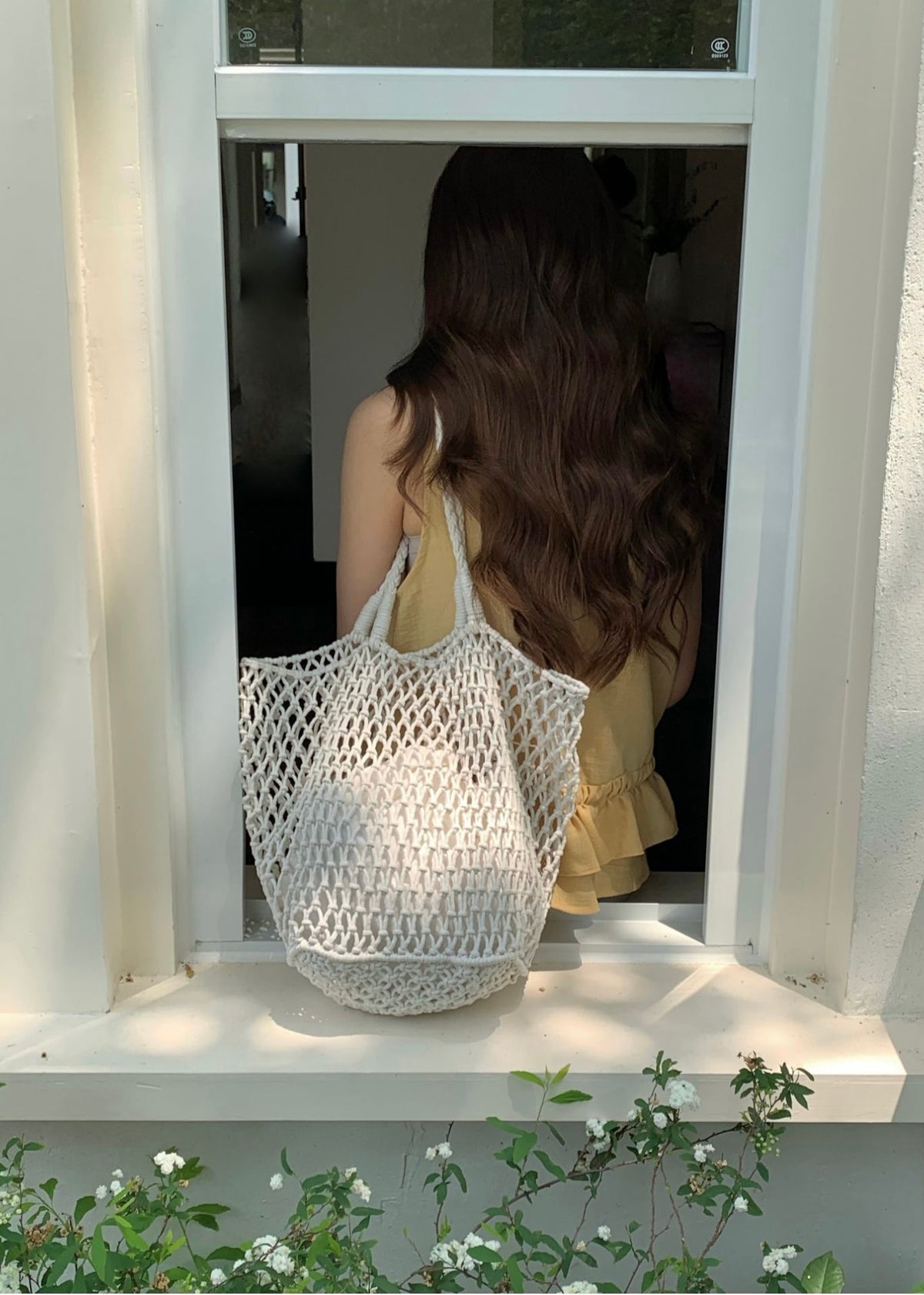 Natural Macrame Woven Beach Tote Bag