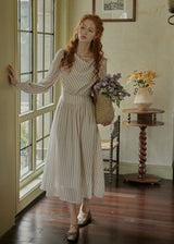 Echoes of Time Classic Stripe Long Sleeve Dress