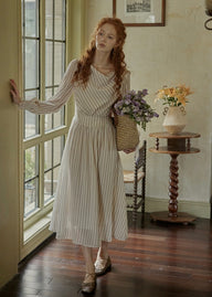 Echoes of Time Classic Stripe Long Sleeve Dress