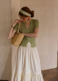 April Lace Knit Blouse | Romantic White Crochet Cotton Cardigan Top(2COLOR)
