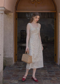 Élodie Polka Dot Square Neck Long Dress
