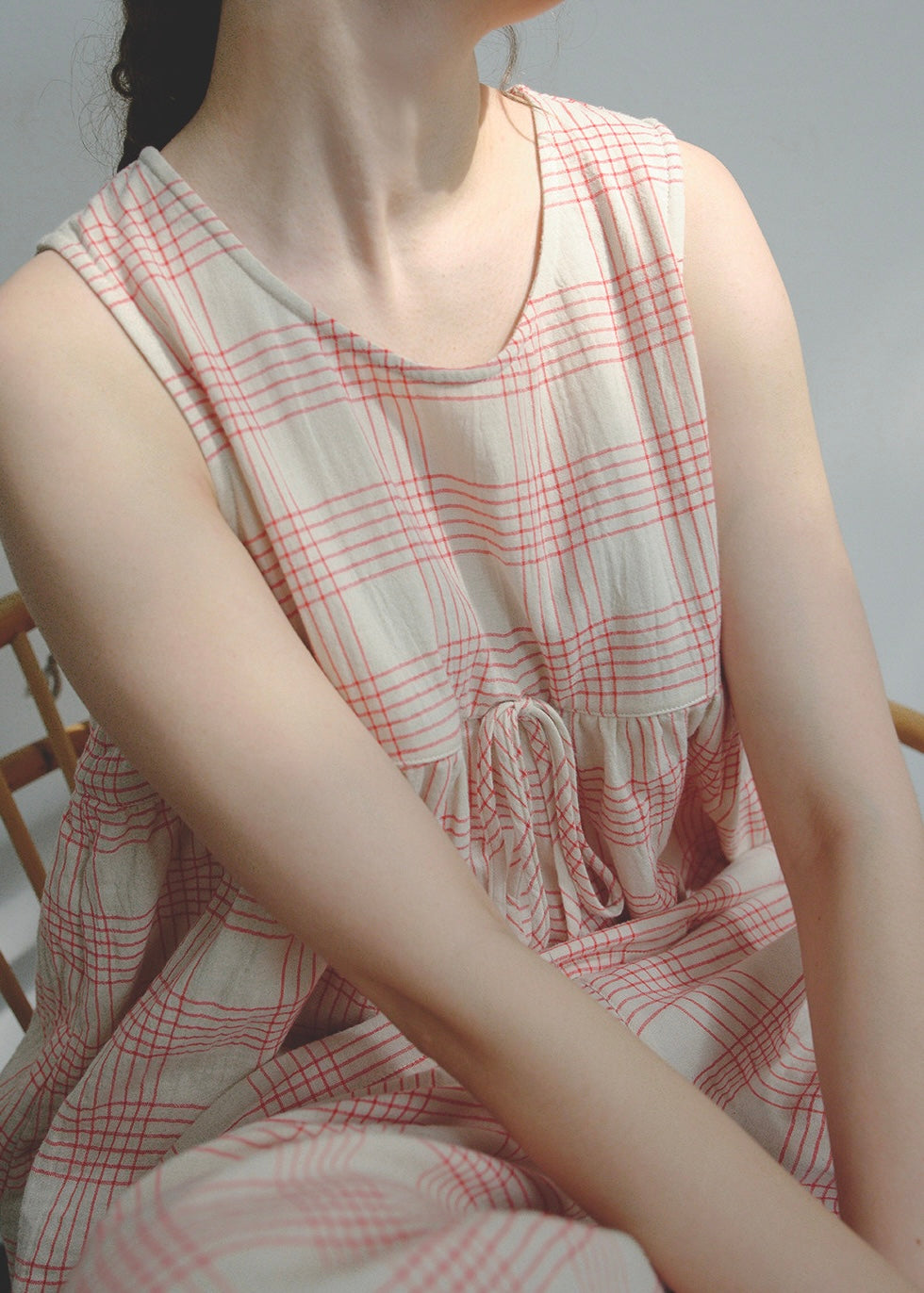 Soft Air Check Loungewear Sleeveless Tie Top Capri Pajama Set
