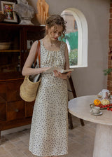 Élodie Polka Dot Square Neck Long Dress