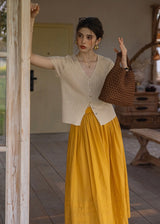 Été Knit Button Top | Slim Fit V-Neck Ribbed Summer Cardigan Blouse(2COLOR)