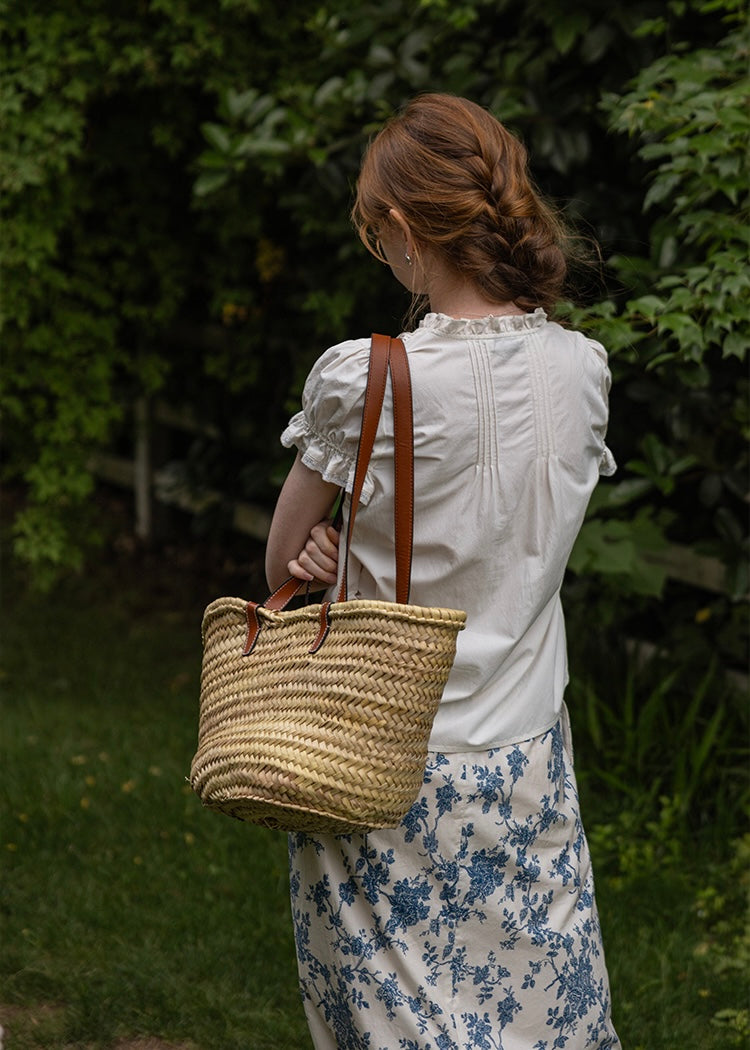 Sunday Picnic Blouse | Lace Trim Puff Sleeve Vintage Top(2COLOR)