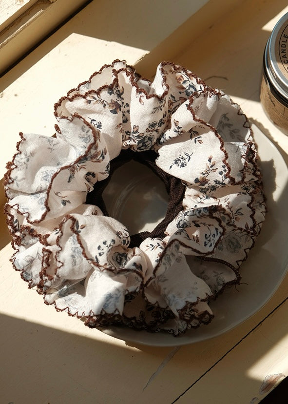 Vintage Ivory Bloom Floral Scrunchie