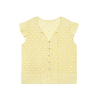 Lemon Quiet Lace Knit Tie Front Summer Cardigan Top