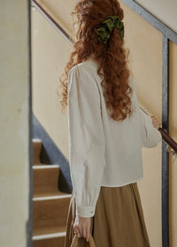 White Embroidered Vintage Long Sleeve Blouse