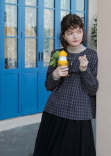 Autumn Café Check Sailor Blouse