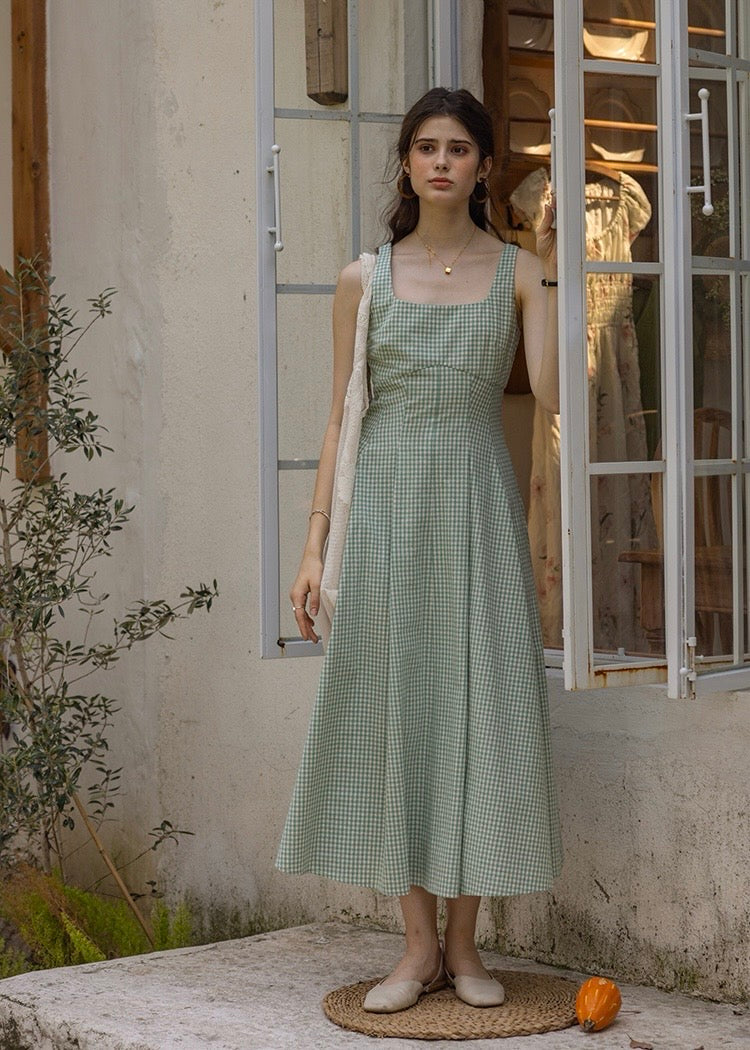 Picnic Breeze Dress | Gingham Check Sleeveless Flare Summer Dress(2COLOR)