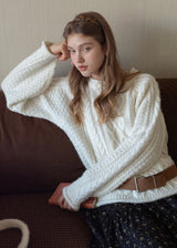 Snowfield Soft Ivory Cable Knit Sweater