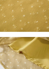 Golden Sheer Ditsy Floral Flare A-Line Midi Skirt