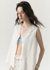 Élise Eyelet Lace Sleeveless Blouse
