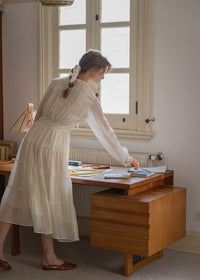 Daydream Romantic Vintage Tiered Long Sleeve Dress(2COLOR)