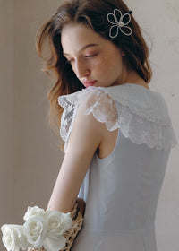 Blue Lullaby Vintage Lace Collar Sleeveless Summer Dress