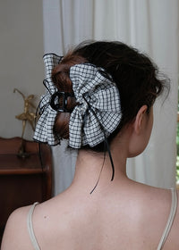 Lunette Check Ribbon Claw Clip Vintage Hairpin