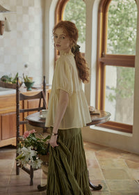 Butterlight Poem Blouse | Pintuck Vintage Top in Ivory Yellow