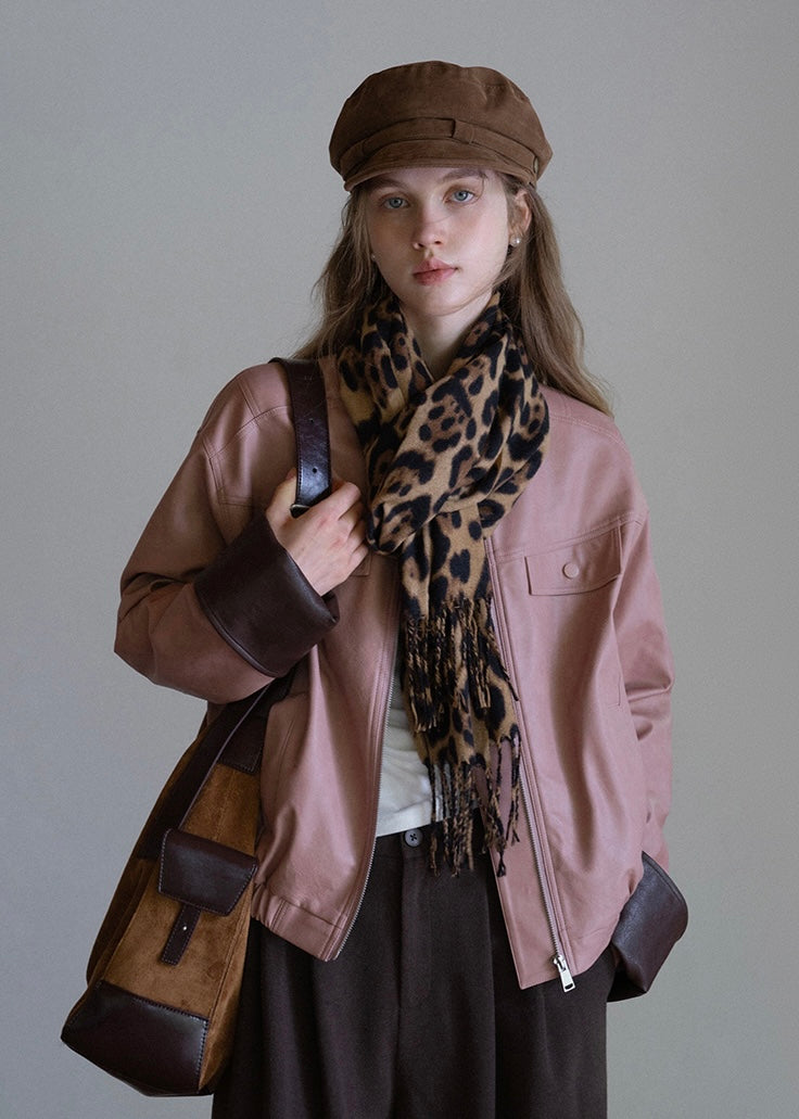 Muted Rose Vintage Faux Leather Jacket