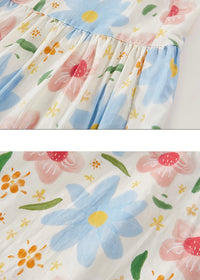 Floral Tiered Maxi Skirt Elastic Waist Vintage A-Line Long Skirt