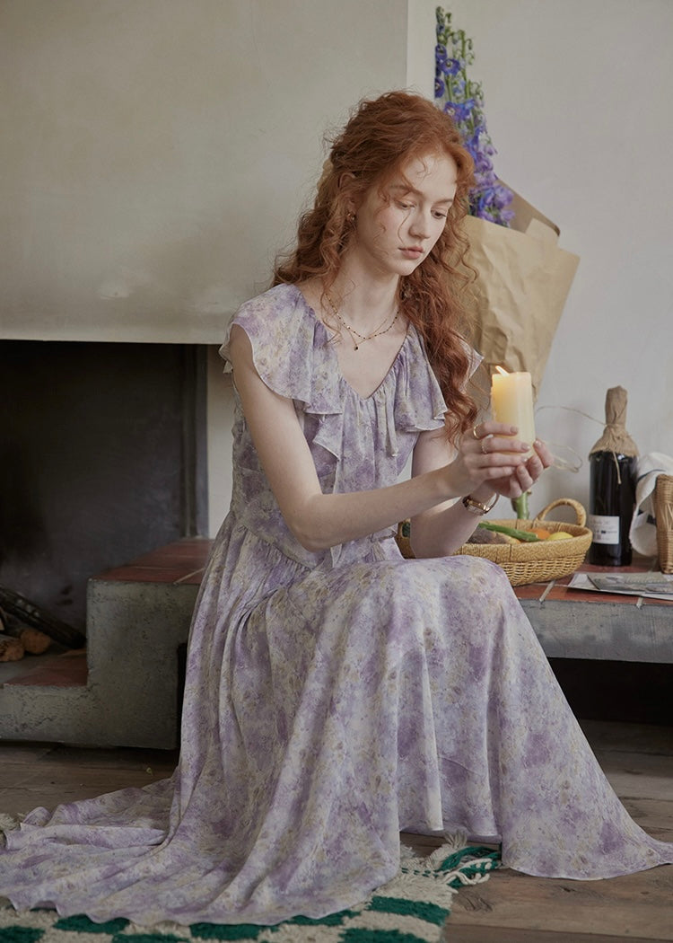 Fleur de Lune Dress | French Lavender Ruffle Maxi