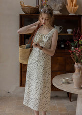 Élodie Polka Dot Square Neck Long Dress