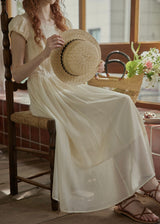 Sunday Light Embroidered Dress | Ivory Vintage Cotton Maxi Dress