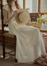 Sunday Light Embroidered Dress | Ivory Vintage Cotton Maxi Dress