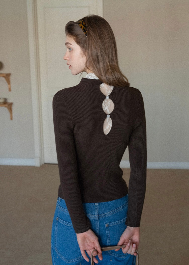 Lace Whisper Slim Knit Top(3COLOR)