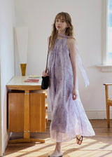Lilac Veil Flowing Halter Maxi Dress
