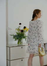 Morning Lace White Blue Floral Vintage Ruffle Bloom Dress