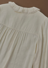 Romantic Cream Lace Embroidered Ruffle Collar Vintage Blouse