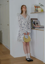 Morning Lace White Blue Floral Vintage Ruffle Bloom Dress