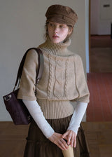 Old Memory Vintage Cable Wool Turtleneck Sweater