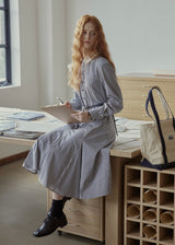 Colette Blue Stripe Belted Shirt Dress