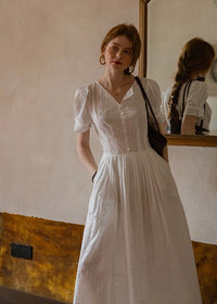 Alba Eyelet Cotton Dress | Romantic White Embroidered Summer dress