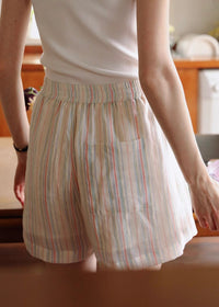 Morning Haze Soft Stripe Set | Pastel Vintage Shirt & Shorts Outfit
