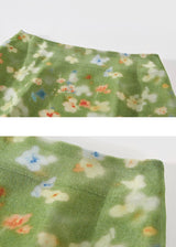 Verdant Haze Floral Ruffle Skirt