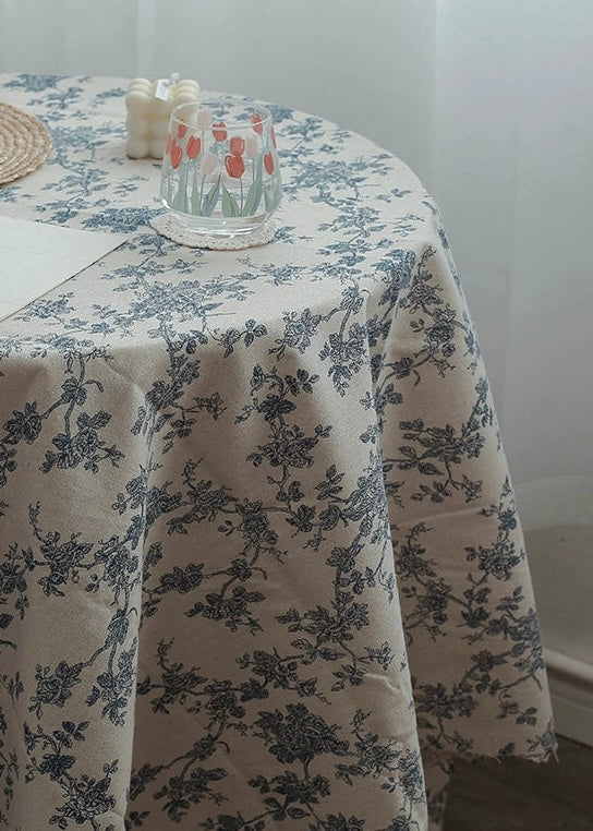 Claire Bleu Vintage Floral Tablecloth & Picnic Throw