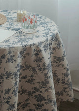 Claire Bleu Vintage Floral Tablecloth & Picnic Throw