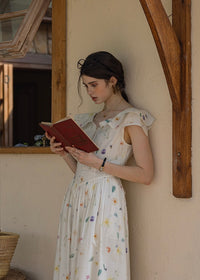 Blooming Ruffle Garden Dress | Vintage Floral Sleeveless Cotton Maxi