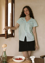 Seabreeze Starfish Embroidered Vintage Cotton Summer Blouse